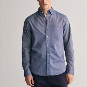 Gant Men's Cotton Regular Blue Smart Casual Button-Down 2XL Oxford Shirt